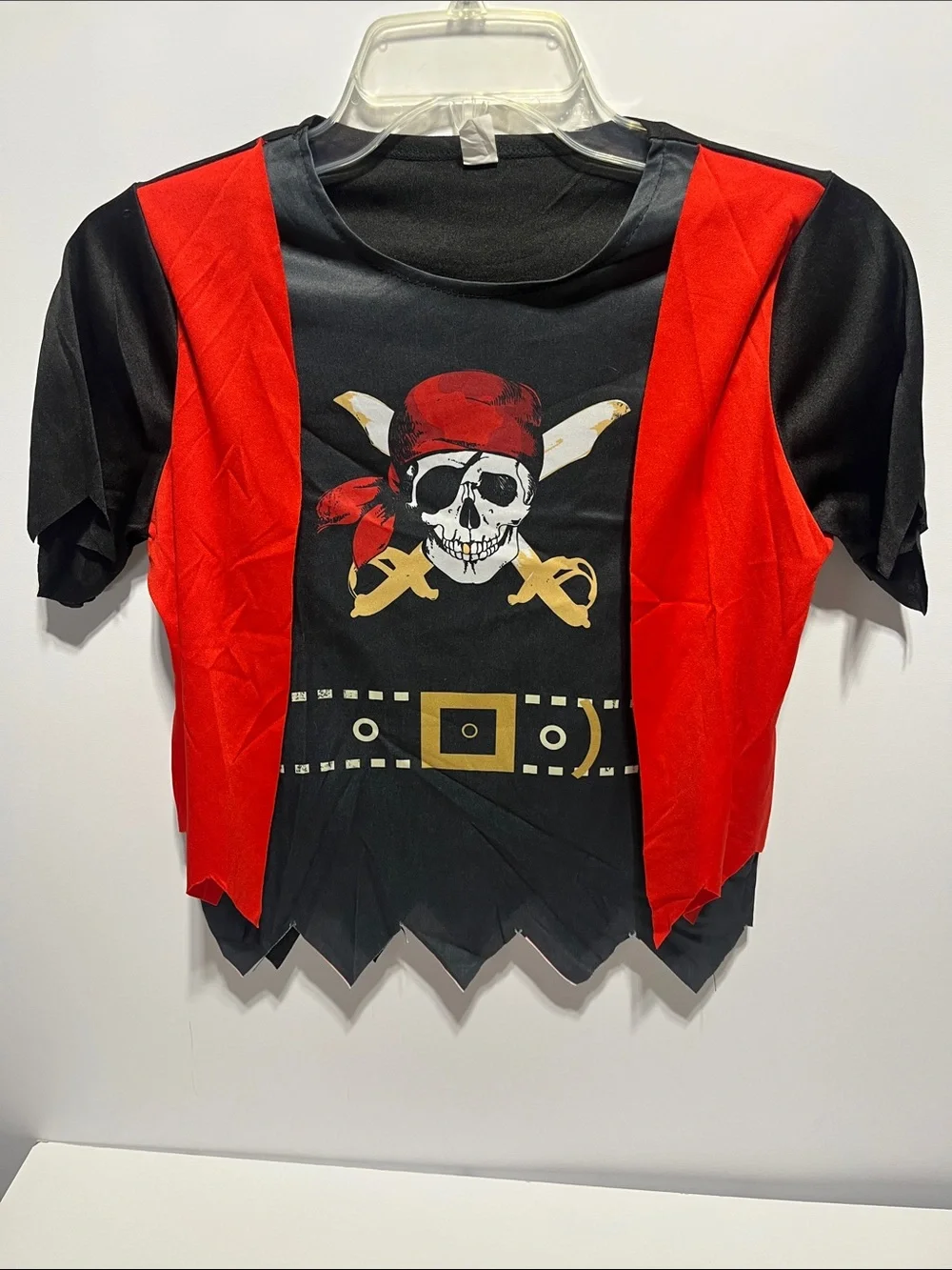 Kids Pirate Costume Boys Medium fits sizes 8-12 EUC Black and Red Outfit